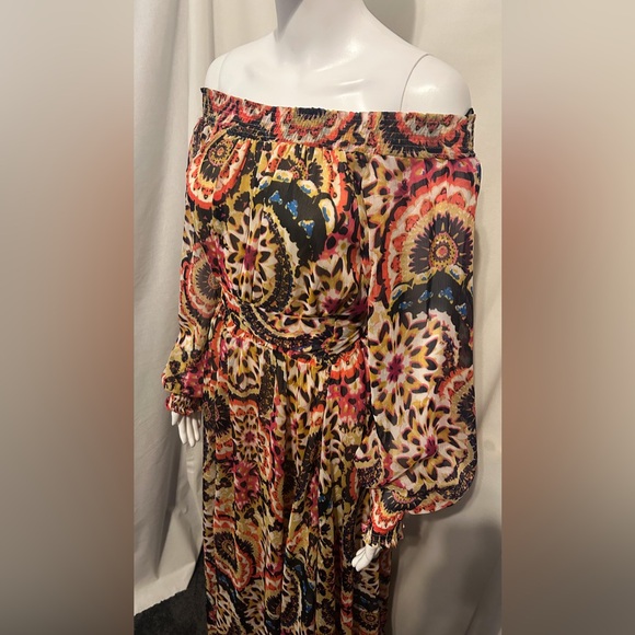 Spy Zone Sz M Floral Paisley Print Maxi Dress Flowy Boho Chic Cottagecore Fairy - Picture 4 of 10